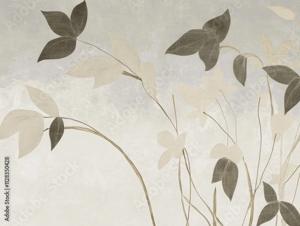 Fototapeta Botanic graphic in Scandinavian style with pale and delicate colors for wall art