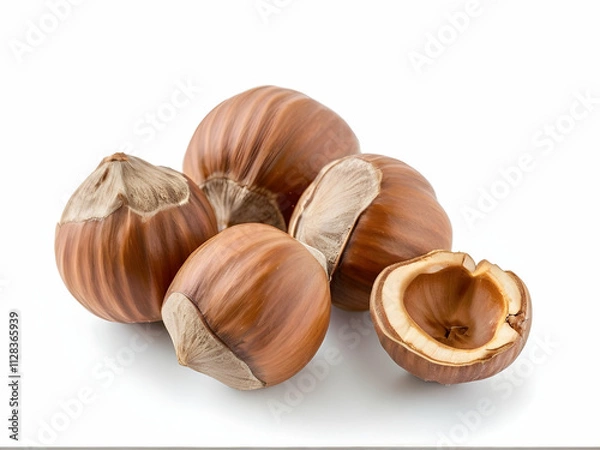 Obraz Hazelnut, a healthy brown nut, isolated on white background, perfect for snacking