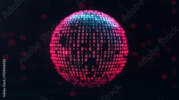 Fototapeta Digital sphere visualization global network 3d graphic art digital environment abstract view technology concept