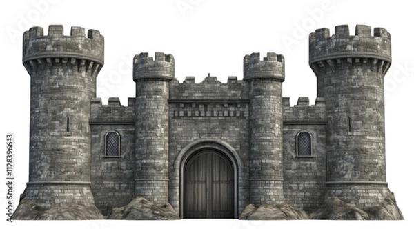 Obraz 3D castle wall front view, transparent background