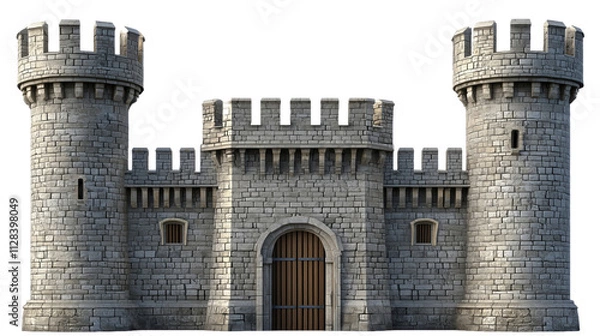 Obraz 3D castle wall front view, transparent background