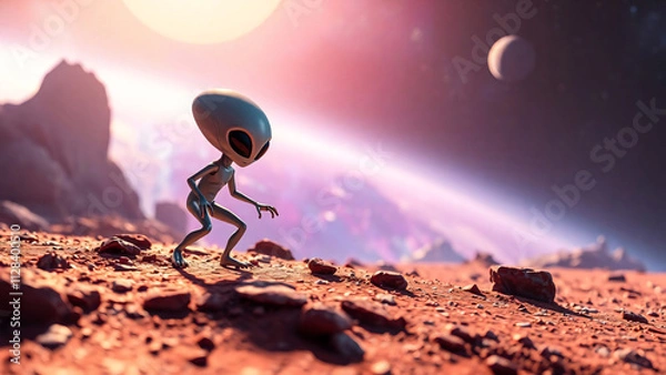 Obraz Alien in space planet , Generative ai illustration