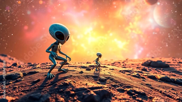 Obraz Alien in space planet , Generative ai illustration