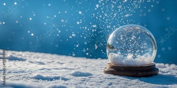 Fototapeta Snow Globe with Falling Snow - Winter Web Banner with Copy Space
