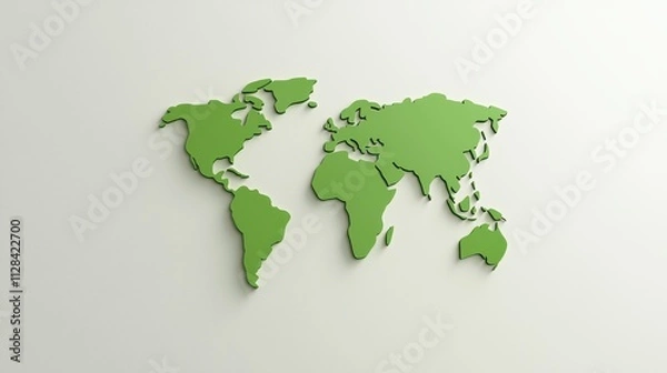 Fototapeta Detailed and Stylish Representation of the World Map in Green Tones on a Clean Background for Environmental and Travel Projects