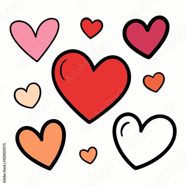 Fototapeta happy valentine's day heart shape vector art isolated on white background.love shape vector art