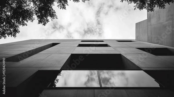 Obraz abstract modern architecture monotone in black and white