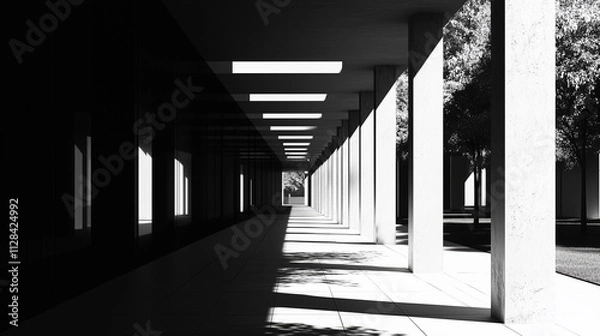 Obraz abstract modern architecture monotone in black and white
