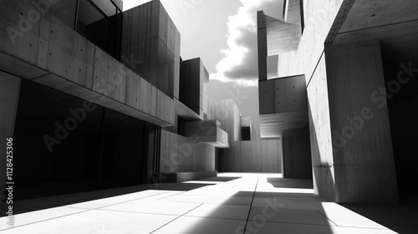 Obraz abstract modern architecture monotone in black and white