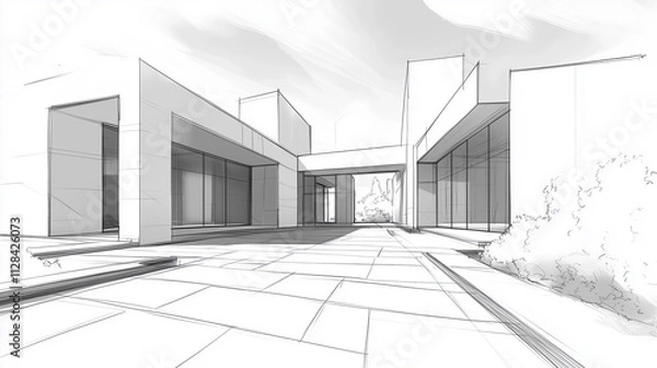 Obraz abstract modern architecture monotone in black and white