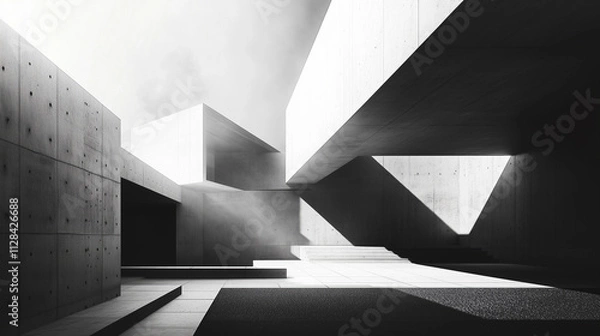 Obraz abstract modern architecture monotone in black and white