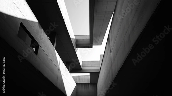 Obraz abstract modern architecture monotone in black and white