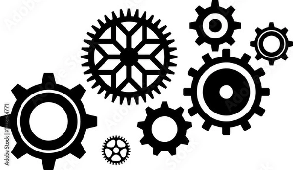Fototapeta Gear icon. Cogwheel different shape. Gear wheel isolated on white background. illustration