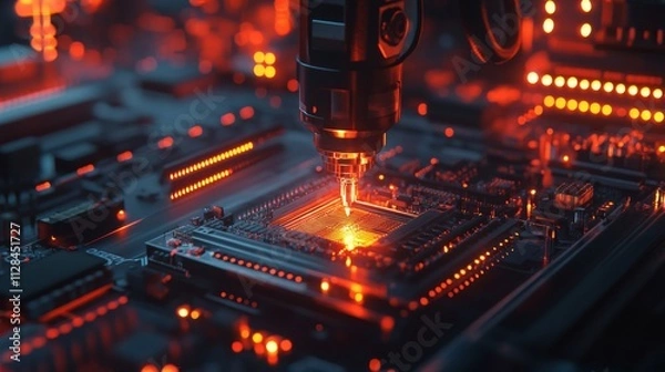 Obraz Robotic Arm Assembling Circuit Board Technology