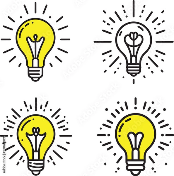Fototapeta light bulb vector illustration set