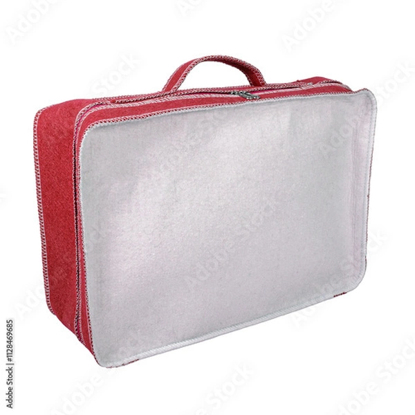 Fototapeta Felt bag or suitcase soft for personal belongings red and white with zipper