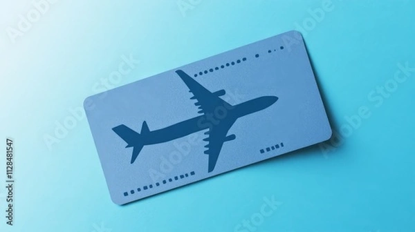 Fototapeta Boarding pass vector illustration. Air plane ticket template. Airline flight pass concept. Blue departure document. Blue airplane ticket design. Blank boarding pass template isolated.