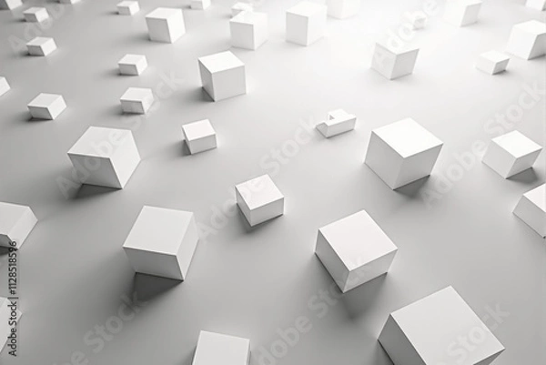 Fototapeta Clean minimalist cube pattern in monochrome tones for professional desktops