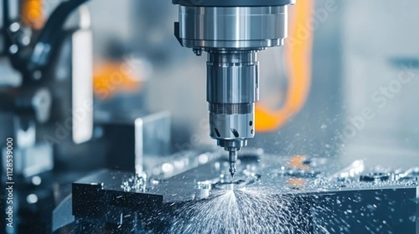 Fototapeta CNC machine precisely milling metal.