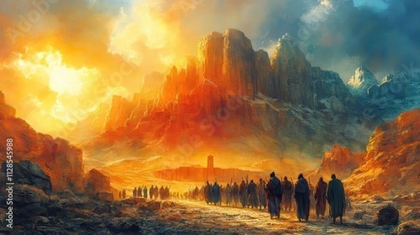 Obraz ten commandments given at mount sinai to moses exodus 20 old testament watercolor biblical illustration
