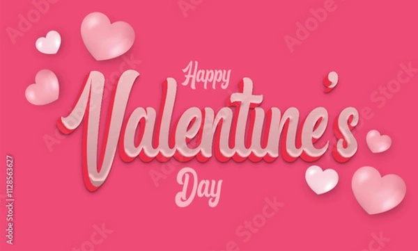 Fototapeta Happy valentines day text effect 3d style