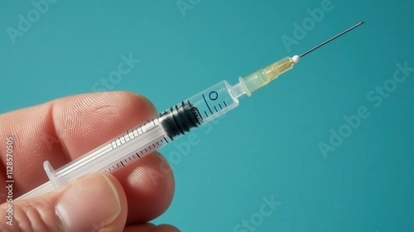 Fototapeta Close Up of a Nurse Preparing a COVID Vaccine Injection with a Syringe