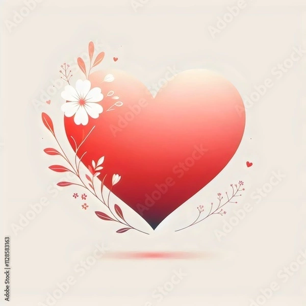 Obraz Heart with flowers.  Postcard, background. 