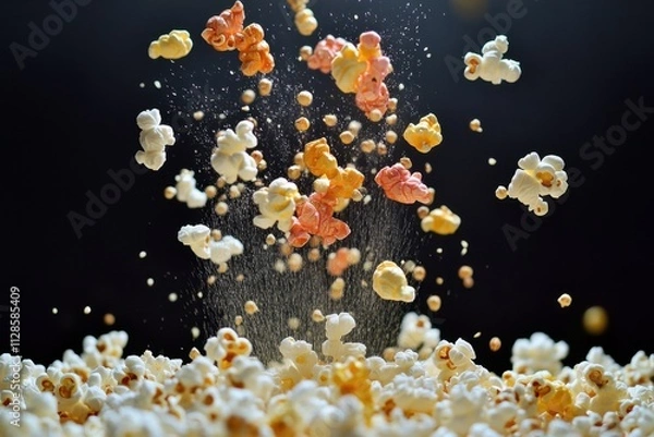 Fototapeta Airy Popcorn Kernels Exploding In Motion