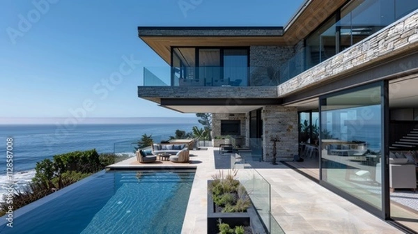 Obraz Seaside detached villa with pool and large terrace