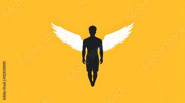 Fototapeta A simple vector of a Christian angel with wings, symbolizing peace and guidance. Christian angel minimalist icon.