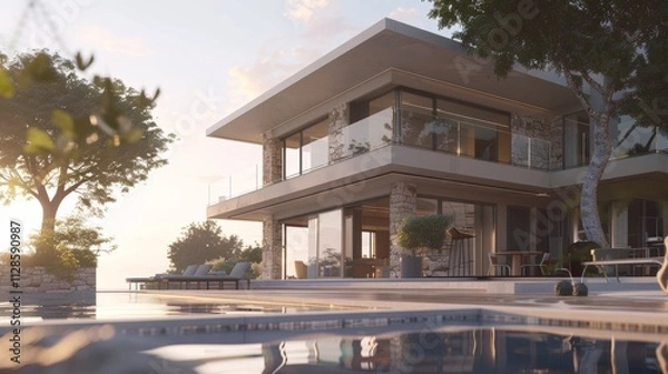 Obraz Seaside detached villa with pool and large terrace