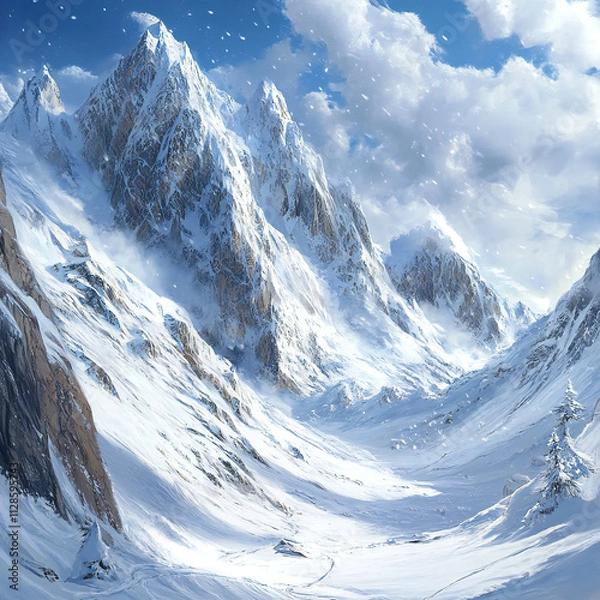 Obraz 雪山の風景