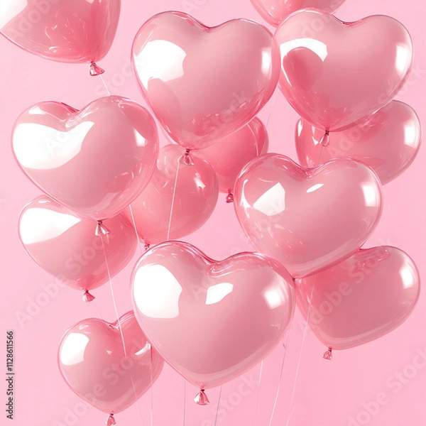Obraz ピンクのハートの風船の背景