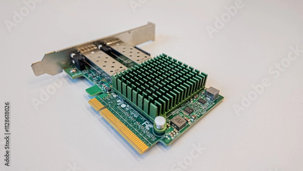 Obraz Computer graphics card with cooling system on display in bright studio lighting