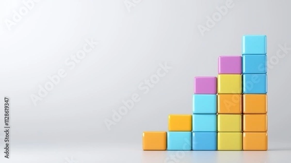 Fototapeta Colorful Blocks Staircase Growth Chart