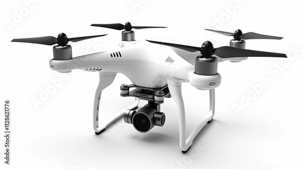 Fototapeta Sleek White Drone with Advanced Camera Technology: A Modern Aerial Photography Device