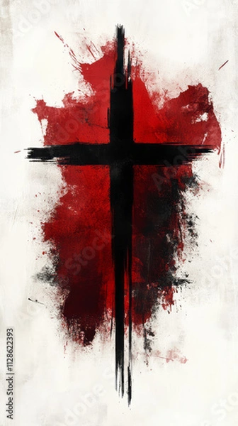 Fototapeta abstract cross , splashing red blood