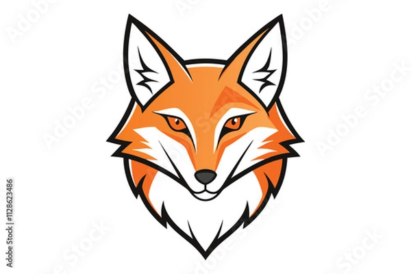 Fototapeta fox head silhouette against white background