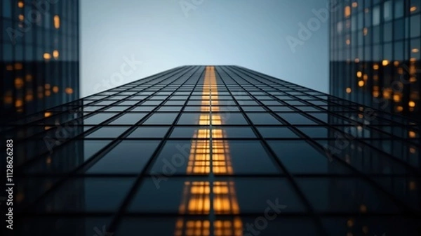 Obraz Illuminated highrise impact of dynamic light in urban business hub