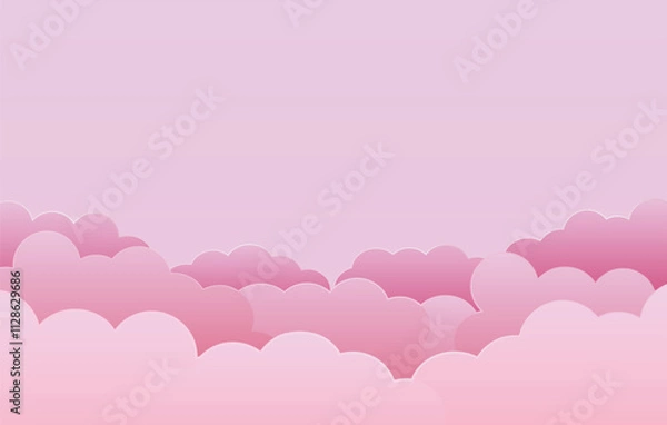 Fototapeta Cloud with the blue sky cartoon paper cut style background vector illustration and blank space for text.
