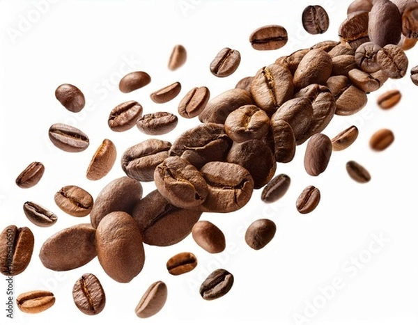 Fototapeta Coffee Splash with Coffee Beans Isolated on White Background