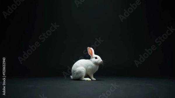 Fototapeta White Rabbit in Moody Setting