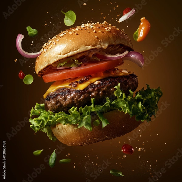 Obraz Burger floating in the air	