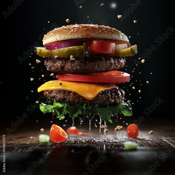 Obraz Burger floating in the air	