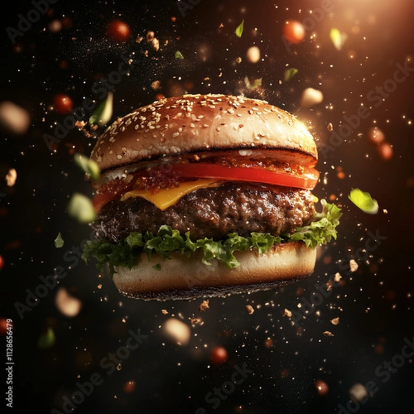 Obraz Burger floating in the air	