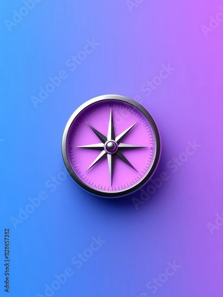 Fototapeta Creative compass icon design with frosted glass frame and vibrant gradient background