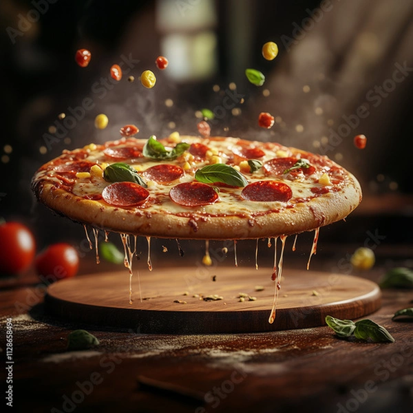 Obraz Pizza  floating in the air