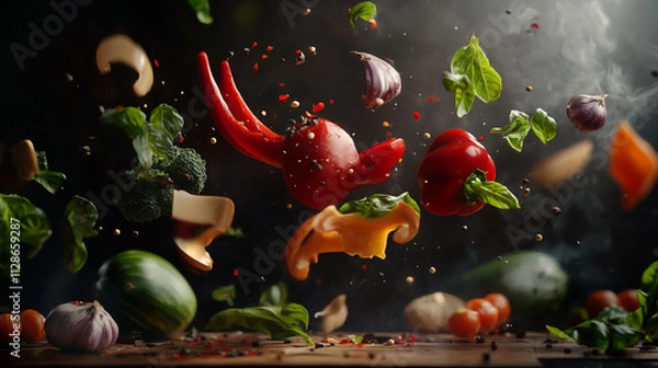 Obraz Vegetables floating in the air