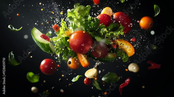 Obraz Vegetables floating in the air
