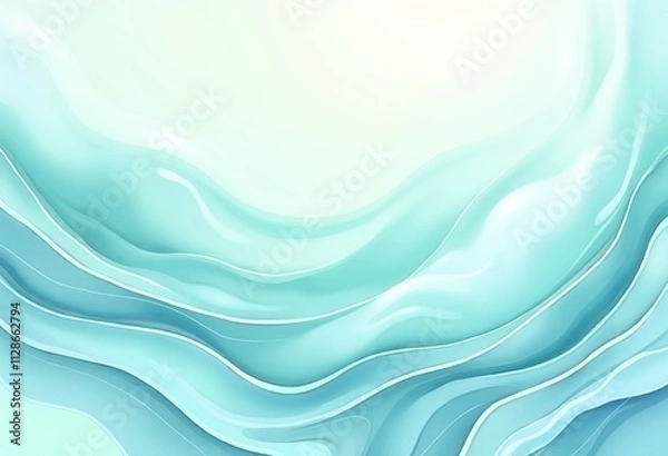 Fototapeta Gentle Aqua Swirls: A Serene Flowing Composition for Tranquil Spaces